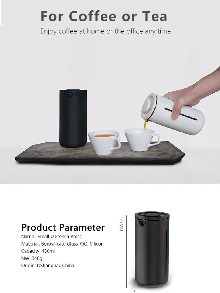 Timemore Timemore U French Press, White, Handleless